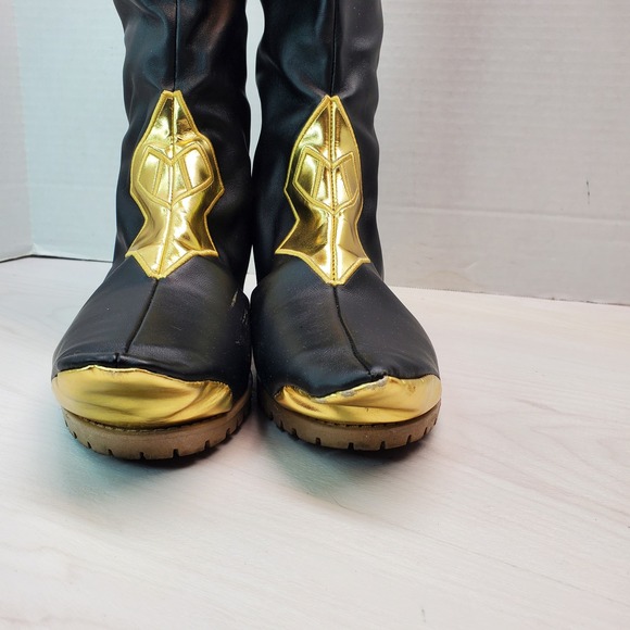 Genshin Impact Alhaitham Cosplay Tall Black Boots Gold Accent Toe Chunky Size 7 - Picture 4 of 9